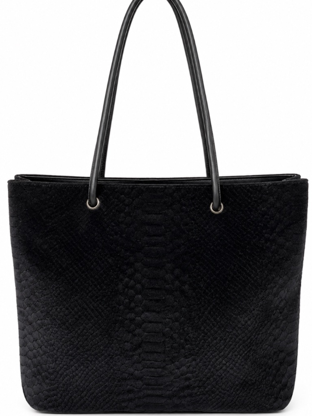 PIXIE MOOD Snakeskin Embossed Velvet Tote Bag Purse Jet Black GUC Sustainable